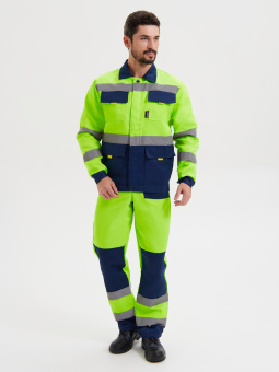 картинка Костюм сигнальный летний ЗАРНИЦА (полукомбинезон) мужской цв. лимонный с синим от магазина ПРОФИ+