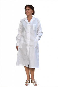 картинка Халат медицинский КЛАССИЧЕСКИЙ арт. 5.5.3.1 женский тк. Бязь цв. белый от магазина ПРОФИ+