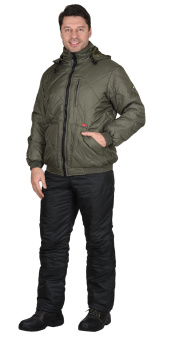 картинка Куртка утепленная ПРАГА-ЛЮКС с капюшоном мужская цв. оливковый от магазина ПРОФИ+