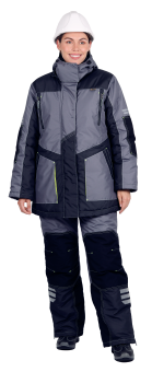 картинка Куртка ОПЗ зимняя ЭДВАНС женская цв. серый с темно-серым с лимонной отделкой от магазина ПРОФИ+