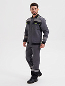 Костюм ОПЗ летний СИСТЕМА (полукомбинезон) мужской цв. т-серый с черным и лимонной отделкой