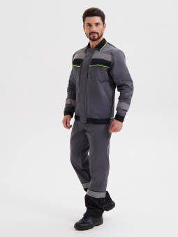 картинка Костюм ОПЗ летний СИСТЕМА (полукомбинезон) мужской цв. т-серый с черным и лимонной отделкой от магазина ПРОФИ+