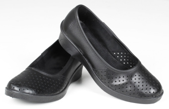 картинка Туфли с перфорацией АЛМИ (ALMI) ЭМАНУЭЛА женские ПВХ цв. черный от магазина ПРОФИ+