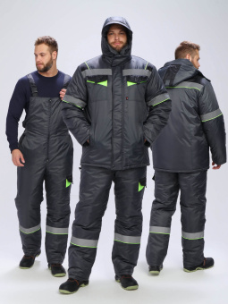 картинка Костюм ОПЗ зимний ХОВАРД (полукомбинезон) тк. OxLine цв. темно-серый с черной и лимонной отделкой от магазина ПРОФИ+