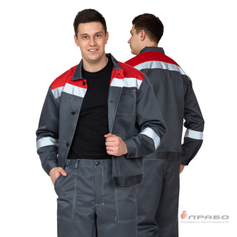 картинка Костюм ОПЗ летний ПАНТЕОН СОП (брюки) мужской цв. темно-серый с красным от магазина ПРОФИ+