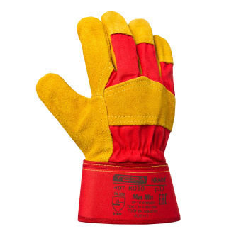 картинка Перчатки спилковые комбинированные TESA КРАФТ (К010) цв. желтый с красным от магазина ПРОФИ+