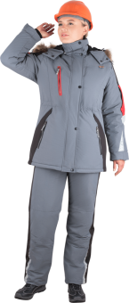 картинка Куртка ОПЗ зимняя ХАЙ-ТЕК женская цв. серый с красной и чёрной отделкой от магазина ПРОФИ+