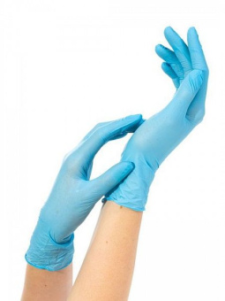 картинка Перчатки нитриловые NitriMAX (4.4 гр) смотровые цв. голубые от магазина ПРОФИ+