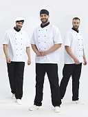 Костюм ОПЗ облегчённый повара ШОКОЛАД с коротким рукавом мужской цв. белый с черным