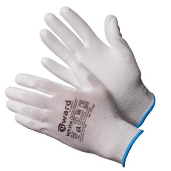 картинка Перчатки нейлоновые GWARD White белые с белым полиуретаном от магазина ПРОФИ+