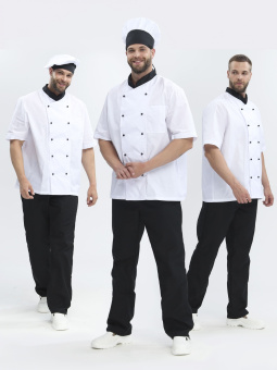 картинка Костюм ОПЗ облегчённый повара ШОКОЛАД с коротким рукавом мужской цв. белый с черным от магазина ПРОФИ+