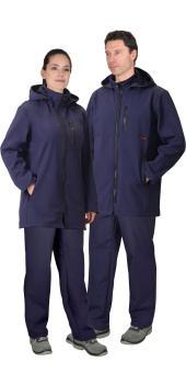 картинка Куртка АЗОВ цв. синий удлиненная с капюшоном от магазина ПРОФИ+