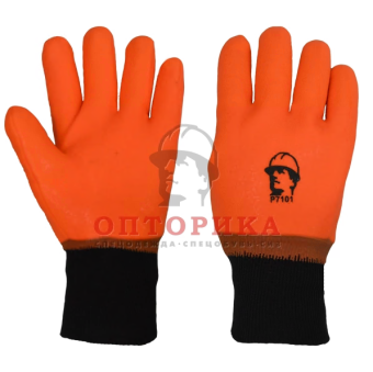 картинка Перчатки морозостойкие РОСМАРКА (7101) с ПВХ покрытием манжет резинка цв. оранжевый от магазина ПРОФИ+