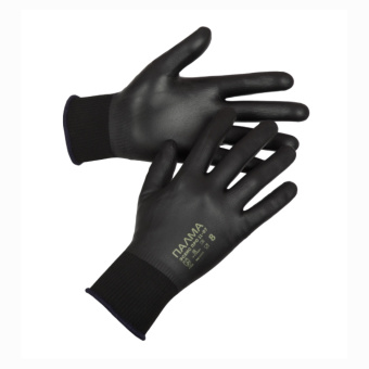 картинка Перчатки нейлоновые ПАЛМА ЭСЕНС ПРО 11-07 черные с черным вспененный нитрилом от магазина ПРОФИ+