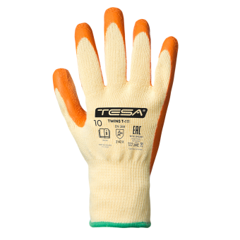 картинка Перчатки х/б с латексом TESA TWINS T-111 цв. оранжевый от магазина ПРОФИ+