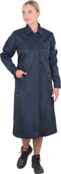 картинка Халат КИСЛОТОСТОЙКИЙ летний женский цв. темно-синий от магазина ПРОФИ+
