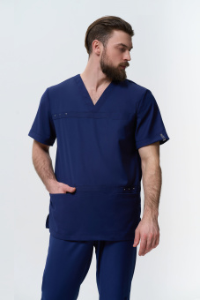 картинка Куртка медицинская ПРЕМИАЛ AT306 мужская короткий рукав цв. синий от магазина ПРОФИ+