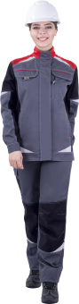 картинка Куртка ОПЗ летняя ТУРБО SAFETY женская цв. серый с черной и красной отделкой от магазина ПРОФИ+