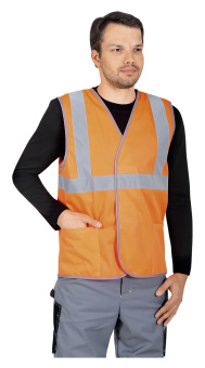 картинка Жилет СИГНАЛЬНЫЙ с карманами цв. флуоресцентный оранжевый от магазина ПРОФИ+