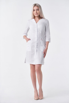 картинка Халат медицинский АTKARA м. 17-001 женский рукав ¾ на кнопках цв. белый от магазина ПРОФИ+