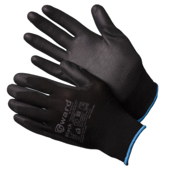 картинка Перчатки нейлоновые GWARD Black черные с черным полиуретаном от магазина ПРОФИ+