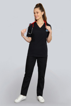 картинка Костюм медицинский м.430 женский короткий рукав цв. черный от магазина ПРОФИ+