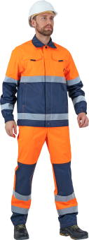 картинка Костюм сигнальный летний БРАЙТ мужской цв. флуоресцентный оранжевый с синим от магазина ПРОФИ+