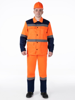 картинка Костюм сигнальный летний ДОРОЖНИКА ROAD WORK мужской цв. оранжевый с темно-синим от магазина ПРОФИ+