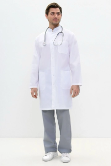 картинка Халат медицинский DOCTOR BIG м. 5-02-01-4 мужской с длинным рукавом на кнопках цв. белый от магазина ПРОФИ+