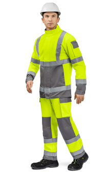 картинка Костюм сигнальный летний МАСТВИЖН 3 кл. мужской цв. флуоресцентный желтый с серым от магазина ПРОФИ+