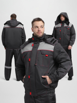 картинка Куртка ОПЗ зимняя ФАВОРИТ мужская цв. темно-серый со св. серым и красным от магазина ПРОФИ+