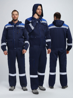 картинка Костюм ОПЗ летний ТИТАН - 2 СОП CH с капюшоном (полукомбинезон) мужской цв. темно-синий с васильковы от магазина ПРОФИ+