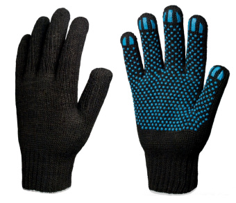 картинка Перчатки х/б с ПВХ ЛЮКС точка 7,5 класс 64 г цв. черный от магазина ПРОФИ+