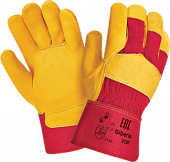 Перчатки кожаные комбинированные СИБИРЬ К (RL11/3501/3105/Трал К Люкс) цв. желтый с красным