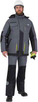 картинка Куртка ОПЗ зимняя ЭДВАНС мужская цв. серый с темно серым и лимонной отделкой от магазина ПРОФИ+