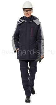 картинка Куртка утепленная АЛЬФА женская цв.синий с серой отделкой от магазина ПРОФИ+