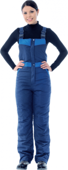картинка Полукомбинезон ОПЗ зимний ЗИМУШКА женский цв. темно-синий с васильковым от магазина ПРОФИ+