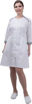 картинка Халат медицинский МИРАЖ  женский цв. белый с серым от магазина ПРОФИ+