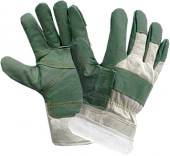 Перчатки утепленные кожаные ЗАЩИТА ЗИМА (0148) комбинированные акриловый мех цв. белый с зеленым