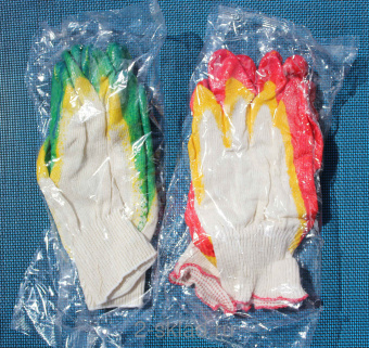 картинка Перчатки х/б с двойным латексом 13 класс вязки (инд. упаковка) от магазина ПРОФИ+